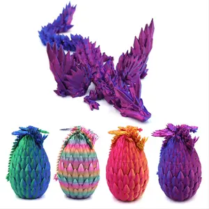 3D Printed Dragon Egg Design Ornament, 1 Set Creative Colorful Dragon Egg with Random Color Dragon, Desktop Decoration for Home Office,Boys & Men gifts