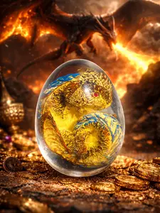 The Armored Kingdom Medieval Luminescent Yellow Dragon Egg Resin Sculpture - Electric Glow, Acrylic Glass Ball, Exquisite Collectible Figurines, Desk Decor, Gift for Dragon Fantasy Lovers