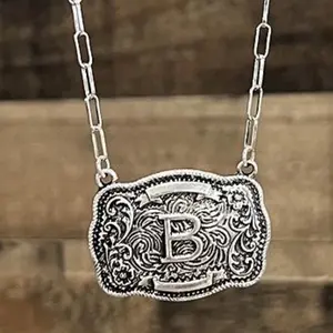Initial Buckle Pendant Necklace