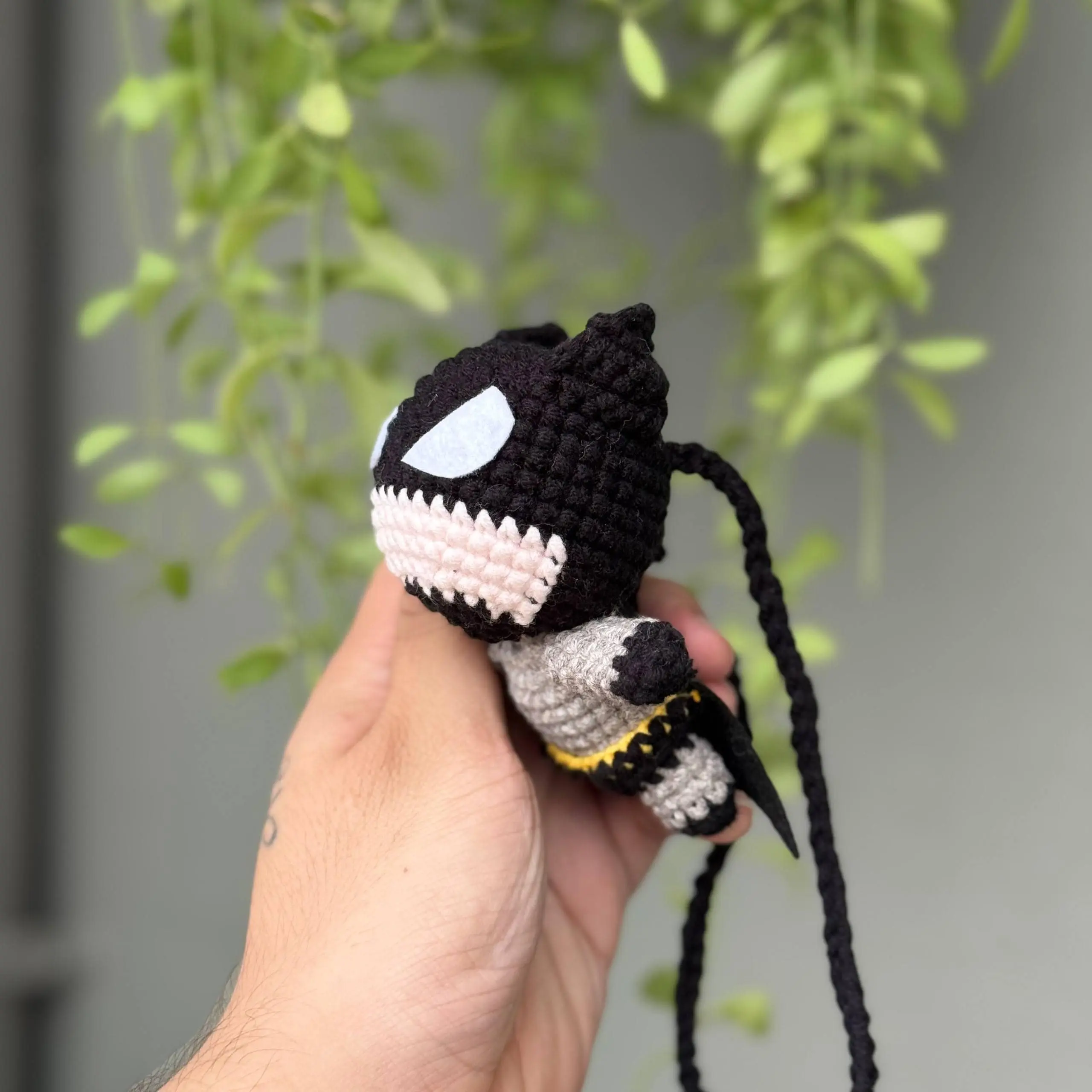Crochet Car Stuff, Personalized Gift for Hero Lovers, Handmade Batman Amigurumi Mirror Charm, Cute New Car Gift for Him or Her