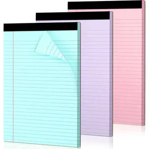 Colored Legal Pads, 3 Pack Writing Pads 8.5 x 11 inch,  Perforated Notebooks with Sturdy , Wide Ruled, 30 Sheets Per Writing Pad for School, College, Office, Professional (Blue/ Pink/Purple)