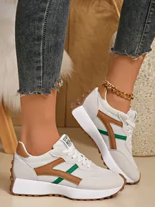 Women's Fashion Sneakers with Thick Sole, Fashionable Casual Sneakers, Comfort Walking Shoes, Breathable Textile Upper, Daily Wear for All Seasons