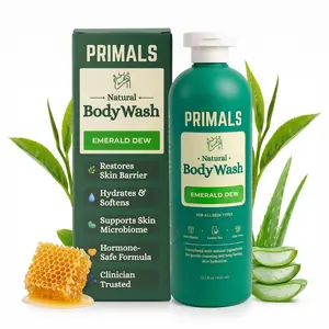 PRIMALS Natural Body Wash - Approved by 450+ Clinicians - Aloe Vera, Raw Honey, Green Tea - Natural Ingredients - Smooth, Soft & Clean Skin - Zero Artificial Fragrances, Sulfates, Parabens, or Dyes - 13.5 Fl Oz