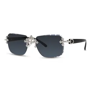 Triple Cross Iced Out Sunglasses – Black Frame, Black Temples, Bold Men’s Streetwear Shades