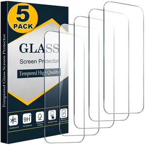 5 Pack Screen Protectors for iPhone 17 16 15 14 13 12 11 Pro Max X XR 6 7 8 Plus SE, HD Tempered Glass Film, 9H Hardness, Bubble Free, Case Friendly