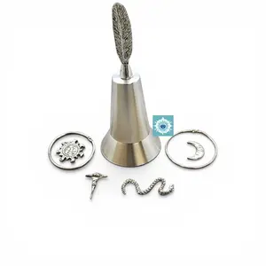 Obatala Herramientas Campana Pluma Tools - Ceremonial Bell, Feather, Religious Decor for Home Supplies Yoruba