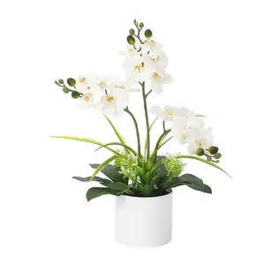 Garvee Real Touch Phalaenopsis Orchid in Pot with Vase Artificial Flowers for Table Centerpieces Large Faux Orchids for Indoor Home Office Desk Decor Set of 3 White Green Purple Yellow