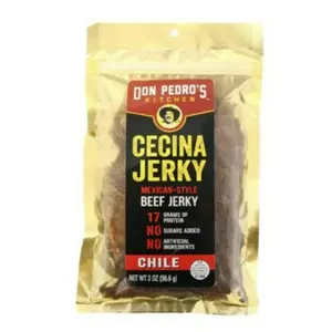 Don Pedro's Kitchen Cecina Jerky - Chile Flavor Mexican-Style Beef Jerky 2 oz No Sugar Added No Artificial Ingredients Natural Snack US Made