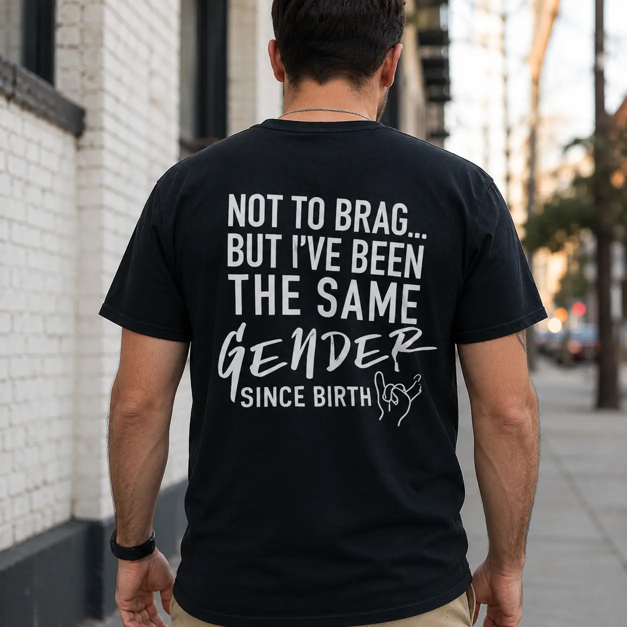 Women's Casual Same-Gender Since Birth Tshirt, Funny Conservative Statement Top, Sarcastic Humor Graphic Clothes, Adult Conversation Starter