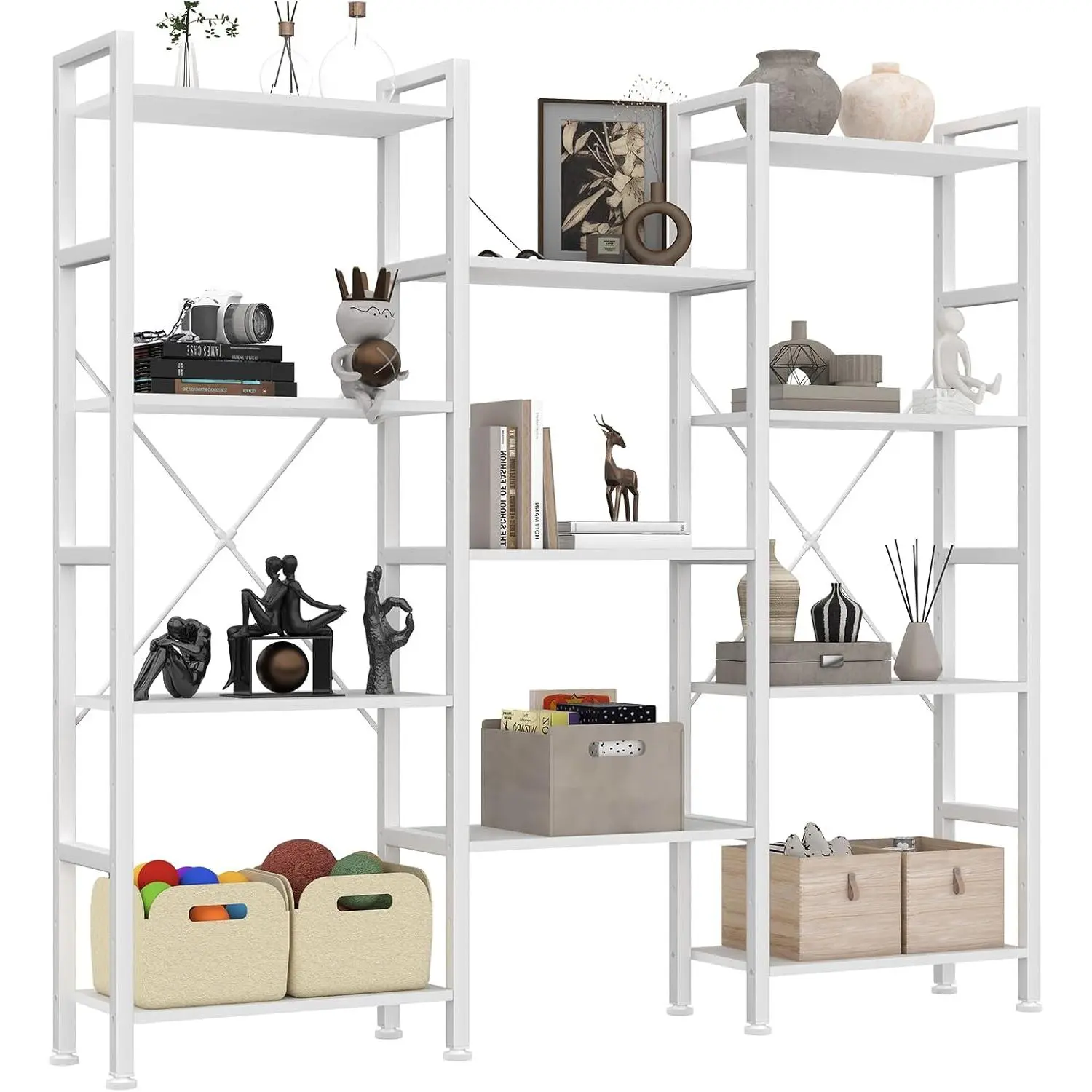 54 inch High Storage Shelf – 4-Tier Adjustable Shelving Unit, Industrial Display Rack for Bedroom Entryway, Convertible Bookcase with Anti-Tip Ki
