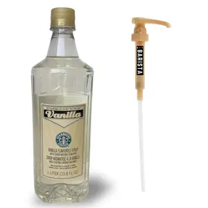 Starbucks Vanilla Syrup 1 Liter with DIY Barista Syrup Pump