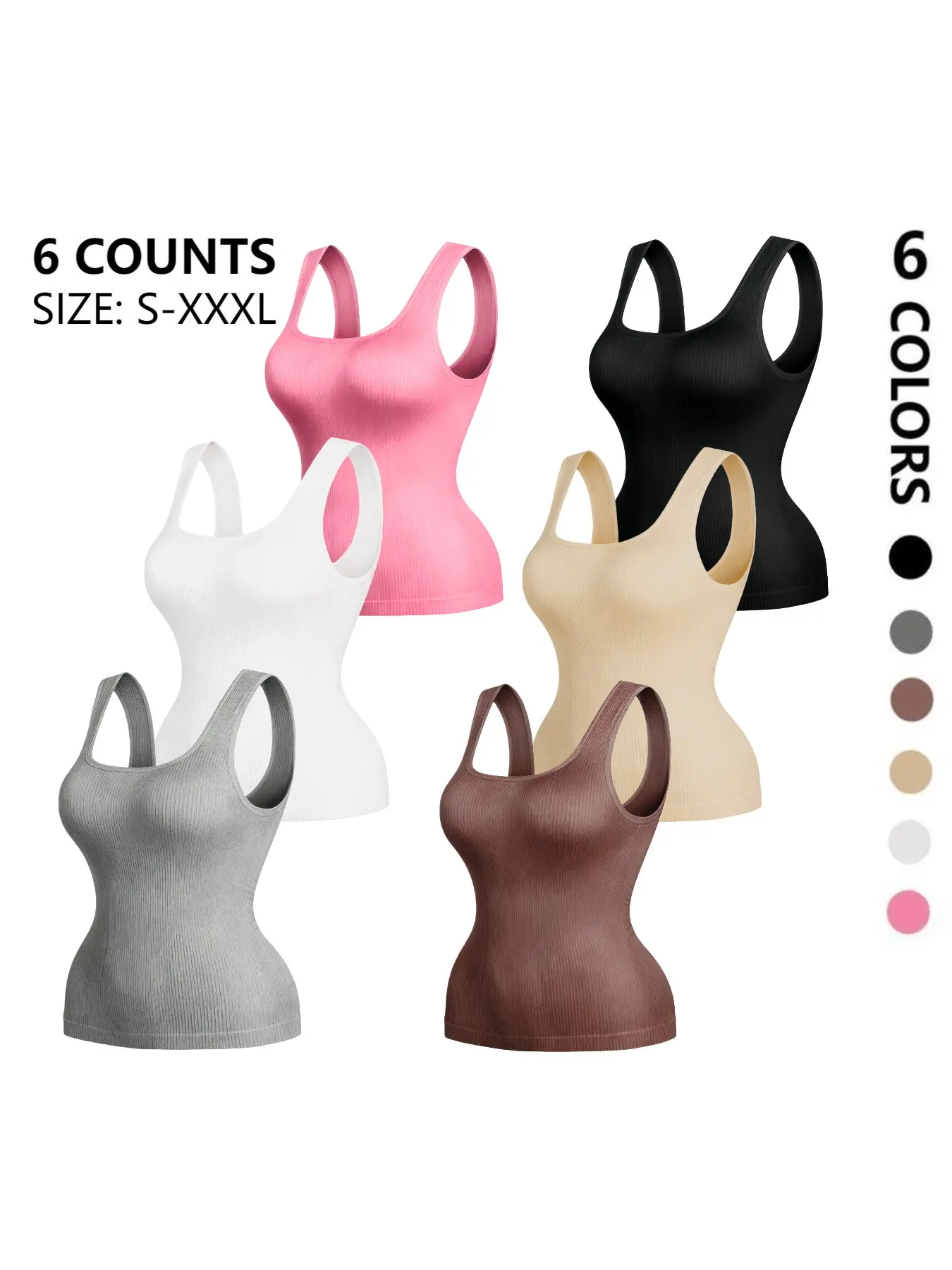 Summer Bestselling Wearable Ribbed Underwear Compression Shapewear Top, Square Neck Seamless Waist Slimming Backless Vest, Women's Belly Control Slim Fit Shirt