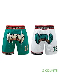 Men's Basketball Shorts Breathable Mesh Letter Embroidered Athletic Gym Shorts -Workout Quick Dry with Pockets for Running Casual Activewear Mesh Sports Shorts