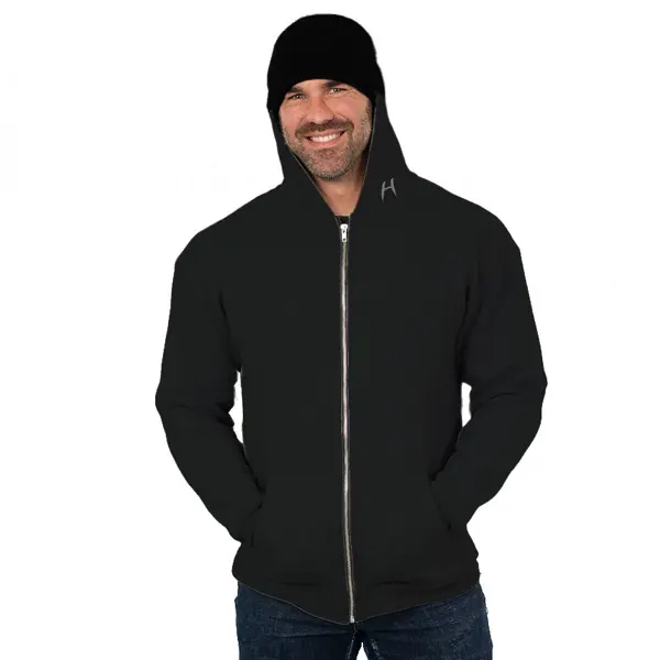 HEDJAK Patented Hoodie - Long Sleeve, Keeps Hat On, Vision Unobstructed, Safe for Walking, Running, Driving, and Working Menswear Sweatshirts Tops Man Pullover Beige Baggy Black Casual Plain
