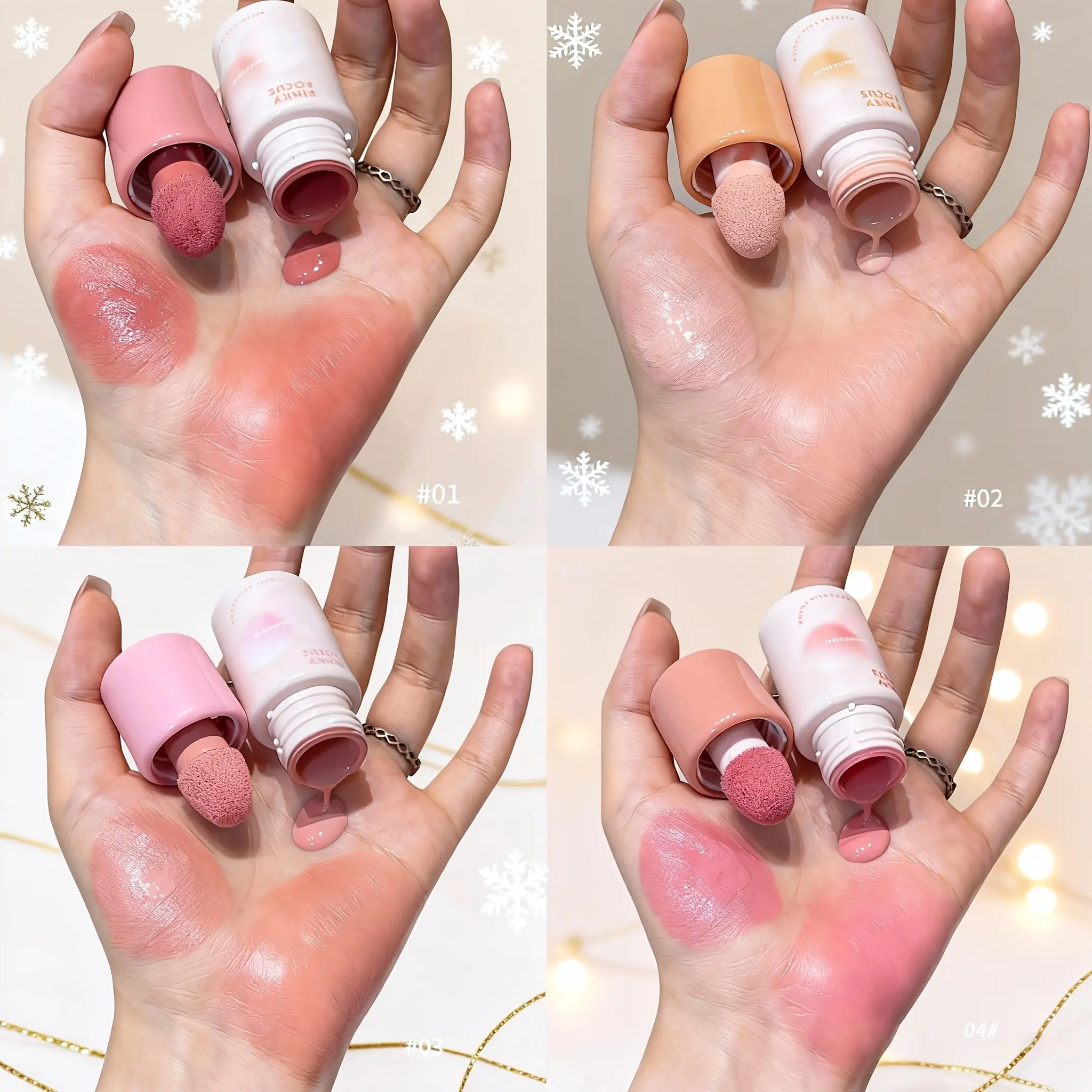 Chuncai Thrilling Liquid Blush, Pure Desire Expanding and Contracting Color, Matte Highlighter Brightening Rouge Multi-Functional Cosmetic, Mushroom Head Sponge Design Easy Application, Three-Dimensional Contouring Cream to Enhance