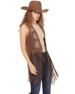 Shyanne Women's Women'S Simpson Embellished Fringe Faux Suede Vest - Swho25v3-Bn