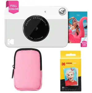 Kodak Printomatic Camera Bundle, Includes Case, 20-Pack Zink Paper, Ideal for Birthdays & Holidays, Grey