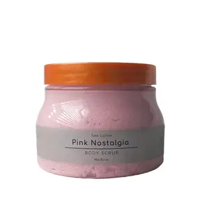 Pink Nostalgia Sea Salt Body Scrub with Shea Butter and Mango Butter - Exfoliating, Moisturizing, Nourishing, Softening - Non-Toxic & Cruelty-Free - 8oz
