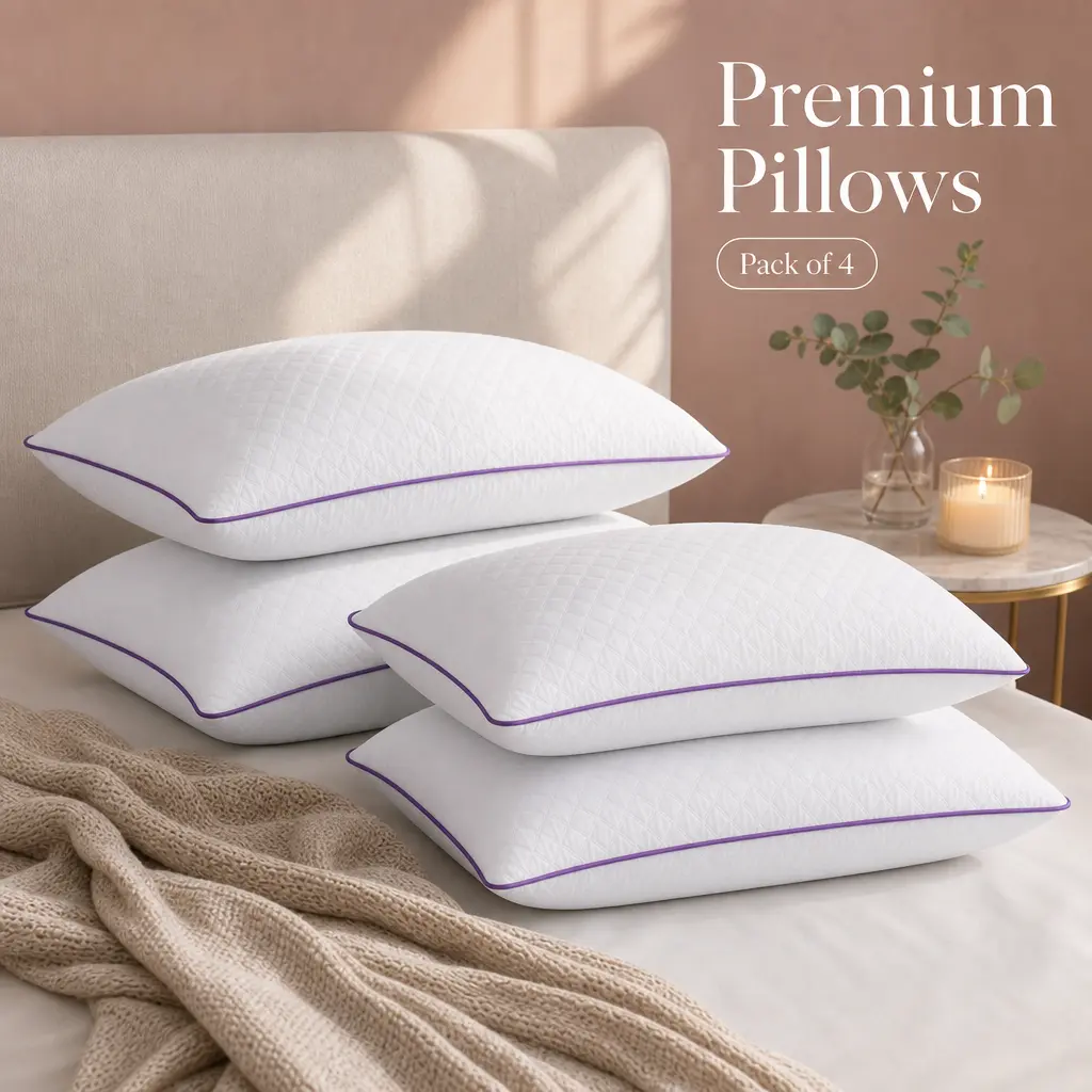JOLLYVOGUE  1/2/4 Queen Size Pillows for Sleeping, Soft Supportive Bed Pillows with Super Soft Down Alternative Fill, Luxury Fluffy Hotel Quality for Side, Back, and Stomach Sleepers,back to school,back to school shopping,home decor