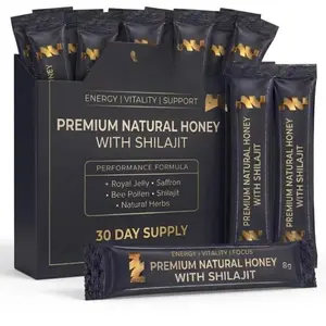 Premium Natural Honey Packets – 30 Pack | Raw Honey Blend with Shilajit, Royal Jelly, Bee Pollen & Botanical Ingredients