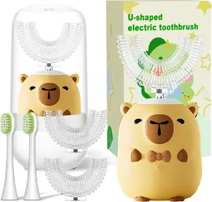 Kids Electric Toothbrushes, U Shaped Ultrasonic Toothbrush,Rechargeable Kids Toothbrush with Smart Timer, Sonic Toothbrush (Yellow (Ages 7-15))