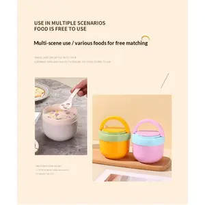 Plastic, stainless steel, exquisite soup bowls, lunch boxes, tableware spoons, insulated lunch boxes, breakfast cups for office workers, students, and children, Microwavable Bento Box