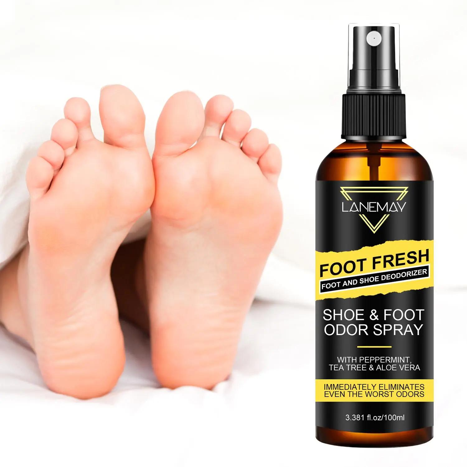 Mint Tea Tree Aloe Vera Foot Deodorant Spray, Foot Odor Eliminator, Deep Moisturizing Deodorant Spray, Foot Care Product for Men & Women