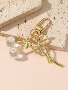 Women's Cute Cherry & Bow Design Keychain, Fashionable Alloy Keychain, Fashionable Minimalist Keychain for Car Keys for Women & Girls, Trendy All-match Keychain for Birthday Gift, Cherry Bow Keychains