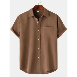 Men's Solid Color Short Sleeve Shirt, Casual Comfy Top for Summer, Men's Clothes for Daily Wear