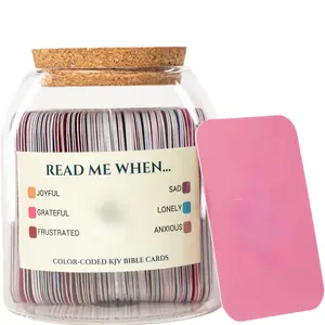 Read Me When Bible Verses Jar, 102 Color-Coded Bible Verses in a Jar with Cork Lid & Large Text Cards for Emotions