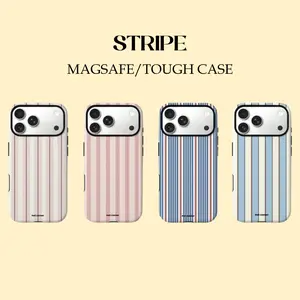 [Magsafe , Tough Case] Minimal Stripe Phone Case for iPhone 16 Pro / 15 / 14 Pro / 13 / 12 / 11 Pro Max – Trendy Aesthetic Design