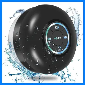 Mini Bluetooth Shower Speaker with LED light, Portable IPX4 Waterproof, Hands-Free Speakerphone. Rechargeable Using Micro USB, Wireless Stereo for Beach, Shower & Home