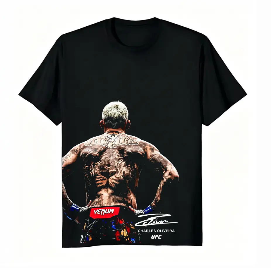 Charles Oliveira Lion Back Tattoo UFC Tee | 100% Cotton Unisex T-Shirt