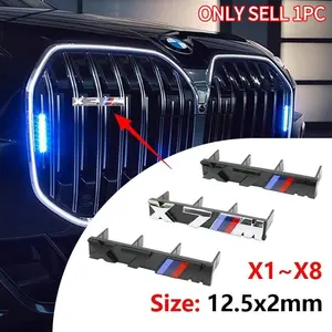 1pcs Bmw Front Grille Badge for Xm Series, Clip-On Easy Installation for X1m/x2m/x3m/x4m/x5m/x6m/x7m/x8m, Waterproof and Scratch-Resistant Car Styling Accessory, Car Accessories