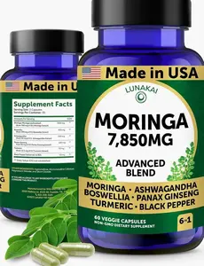 Lunakai USA Made Pure Moringa Capsules – Advanced Moringa Leaf Extract Supplement with Ashwagandha, Boswellia, Ginseng & Turmeric, 60ct
