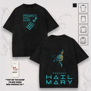Project Hail Mary Ryland Grace & Rocky Graphic T-shirt Crewneck Oversized Streetwear for Men Women Sci-Fi Bookish Hoodie Sweatshirt Tanktop Cotton Menswear Aesthetic Vintage Space Tee Andy Weir Merch 2026 Movie Premiere Apparel