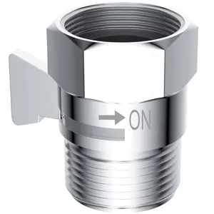 All Metal Shower Head Flow Control Valve G1/2 Brass Shut-off Valve with Handle Lever Shower Head Valve Water Flow Control Valve Regulator Shut OFF Valve for Hand Shower,Bidet Sprayer