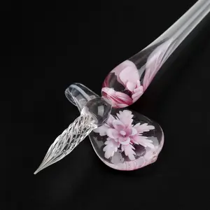 Deluxe Crystal Flower Glass Dip Pen Set