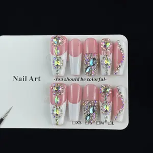 10pcs high-end Sweet and girlish style, hand-painted three-dimensional heart-shaped diamond, sparkling pile diamond handmade, Heart Shaped Rhinestone, Nail Art Design