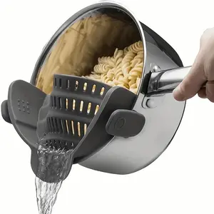 Silicone Drain Strainer, Kitchen Strainer Utensils, Kitchen Vegetable and Pasta Filter for Easy Draining, Durable and Flexible Design for Home Use