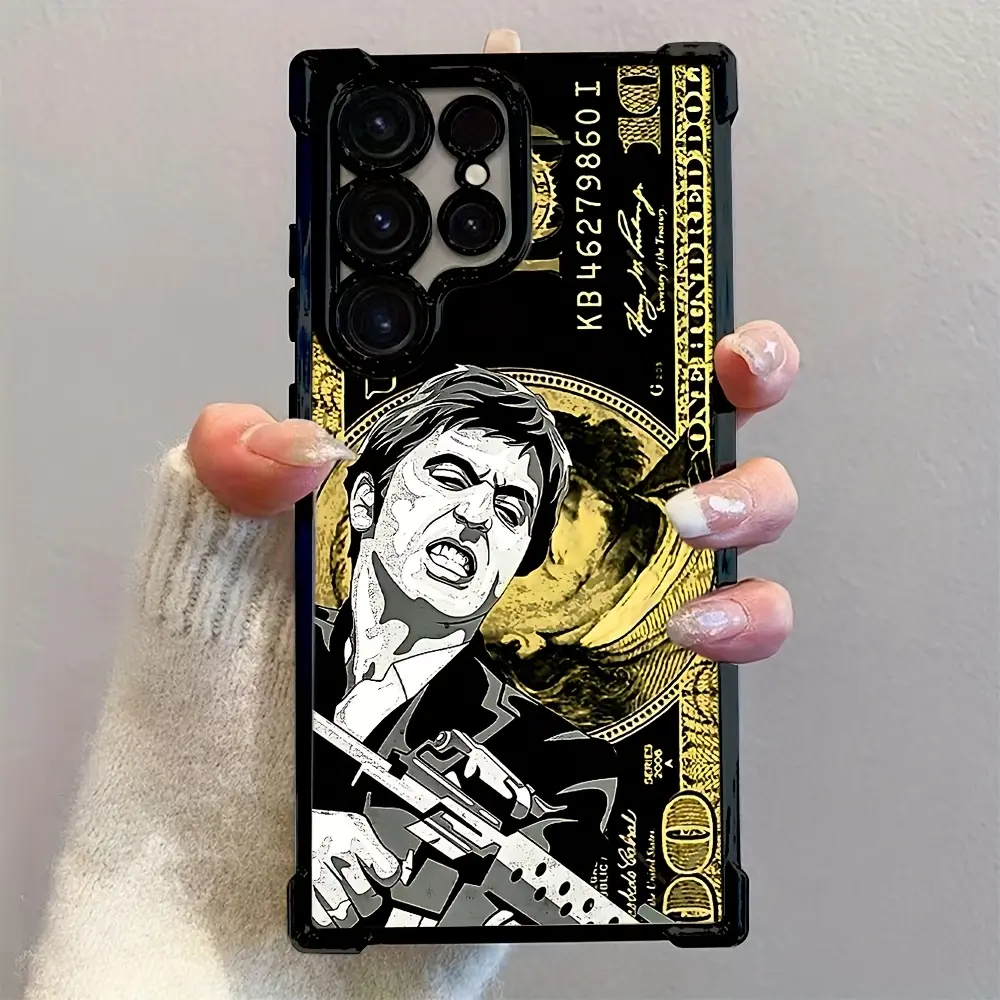 Scarface Movie-Themed Shockproof Anti-Drop Protection Phone Case for Samsung Galaxy S25 S24 S23 S22 S21 FE Ultra Plus 4G 5G, Polycarbonate Transparent Soft Back Cover for Devices, Electronics Accessories