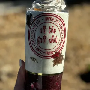 20oz Custom Fall Tumbler with Faux Whipped Topping - Perfect for Your Beverage - Bottle, Drinkware