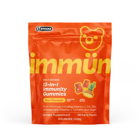 Immün 13-in-1 Immunity Gummies (Sour Pineapple): Daily immune defense supplement with 13 clinically studied ingredients: Vitamin C, D3, Zinc, Ashwagandha KSM-66, Elderberry, Prebiotics, Adaptogens, Gluten Free, Vegan, Third Party Tested