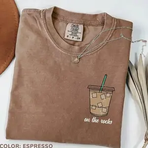 Comfort Colors On The Rocks Iced Coffee Shirt, Trendy Coffee Graphic T-Shirt, Weather Graphic Tee, Comfort Colors Graphic Tee, Casual Outfit, Vintage Wash Shirt, Comfortable Menswear & Womenswear Top, May1