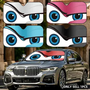 Mechanical Cartoon style Frown Eyes cool Sun Visor Car Windshield Sun Shade UV Block Heat Insulation Reflective Cover Keeps Interior Cool Protects Dashboard Foldable Easy Storage Universal Fit for Car SUV Truck Summer Must-Have