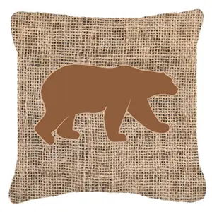 Bear Home Decorative Cushion - Burlap Look Brown Polyester Heavyweight Fabric, 14 x 3 x 14 in, Fade Resistant, Stain Resistant, Machine Washable, for Indoor and Outdoor Use
