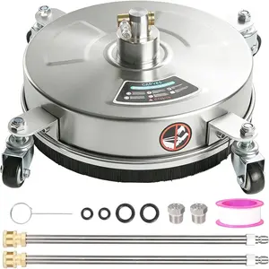 14" Pressure Washer Surface Cleaner with 4 Wheels, Stainless Steel Surface Cleaner for Pressure Washer Attachment for Patio, Sidewalk, Deck and Driveways