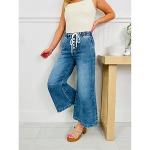 Stretch Your Limits Tummy Control Cropped Wide Leg Jeans
