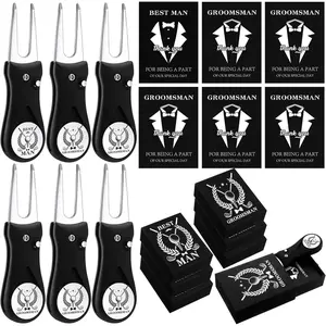 6 Sets Groomsmen Golf Proposal Gifts Box, Include Groomsman Divot Tool, Golf Ball Marker, Thank You Card and Groomsmen Boxes, Perfect Wedding Proposal Gifts for Groomsman Best Men