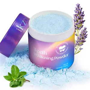 IKZEE Teeth Whitening Powder, with a blend of mint and lavender scents, makes teeth look brighter and is portable for travel.